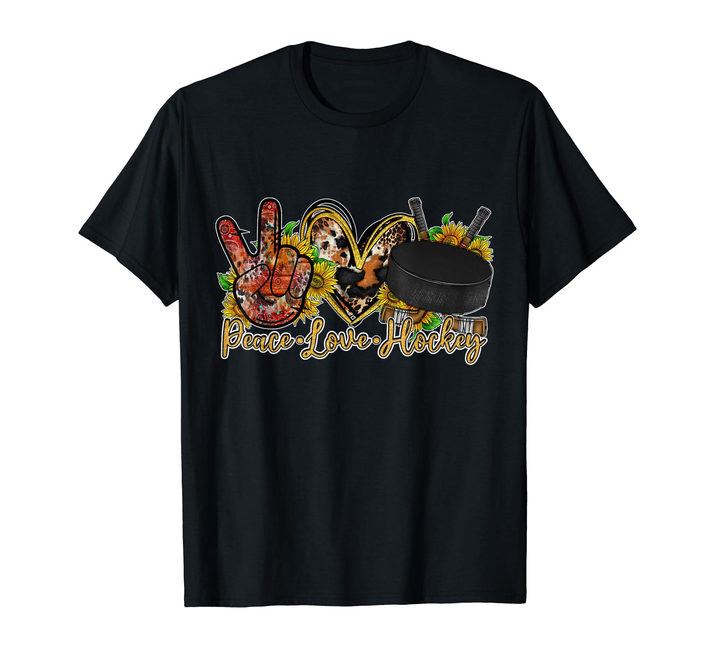 Peace Love Hockey Mom Sister Dad T-Shirt - Aesthetic Graphic Unisex - T-Shirt, Sweatshirt, Hoodie