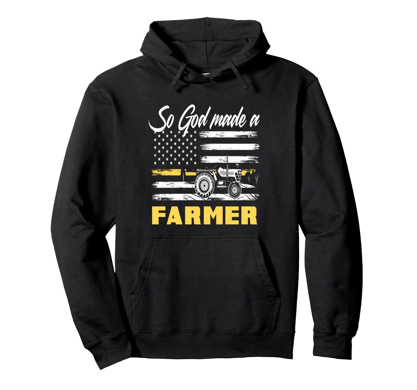 God Made Farmer American Flag Tractor Hoodie - Aesthetic Graphic Men Women - T-Shirt, Sweatshirt, Hoodie