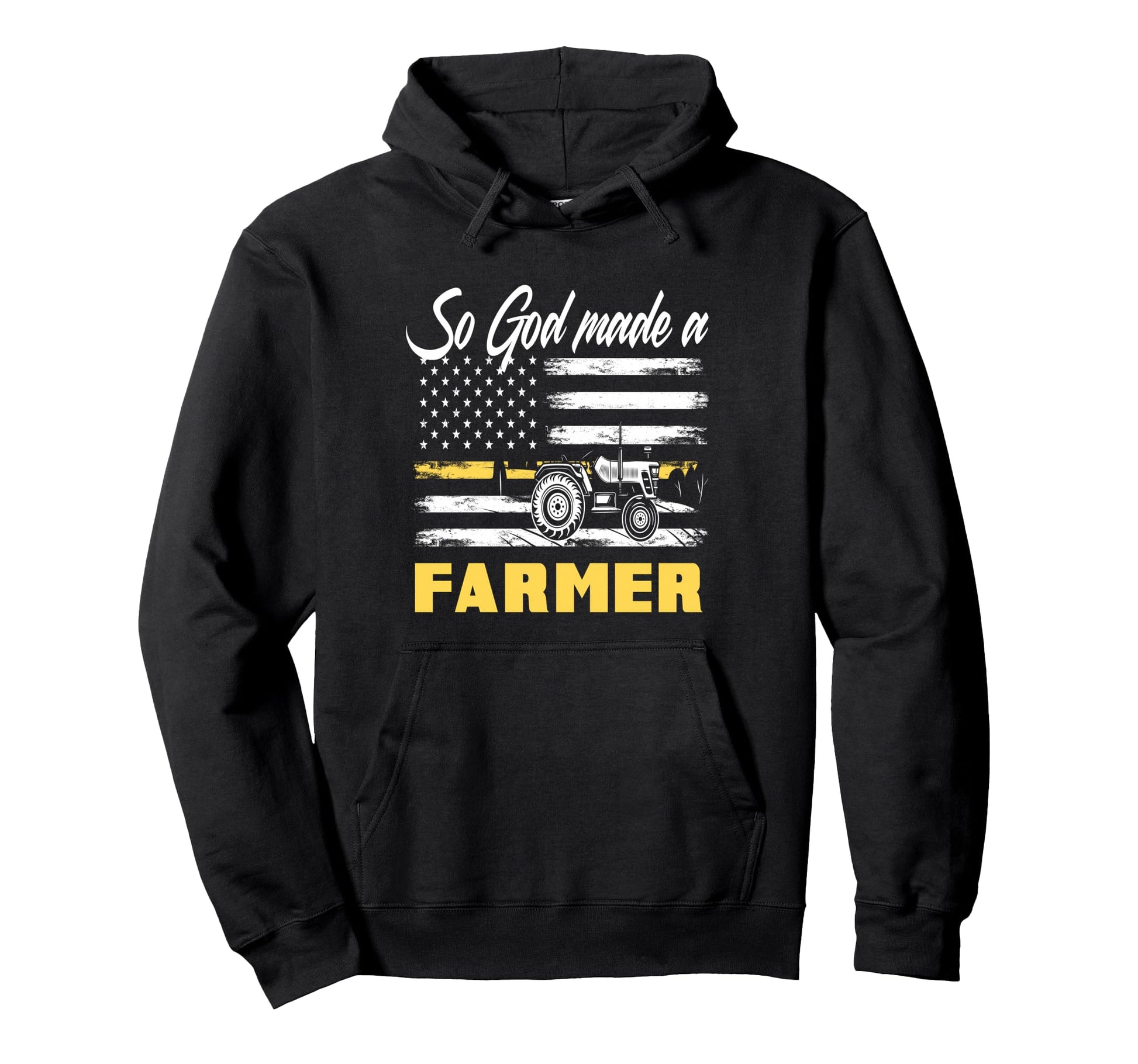 God Made Farmer American Flag Tractor Hoodie - Aesthetic Graphic Men Women - T-Shirt, Sweatshirt, Hoodie