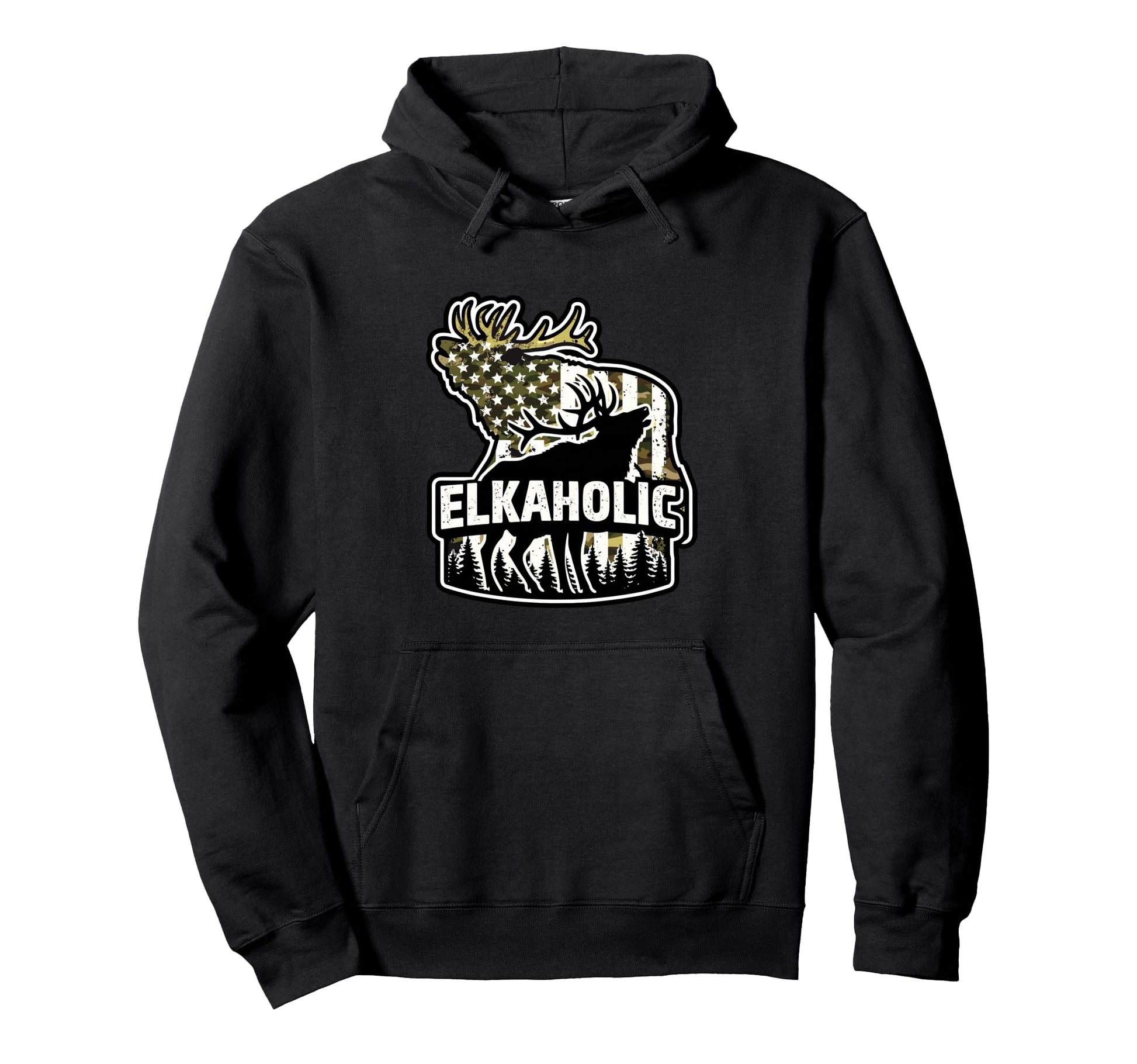 Funny Elk Hunting Elkaholic Deer Hunters Hoodie - Trendy Graphic Men Women - T-Shirt, Sweatshirt, Hoodie