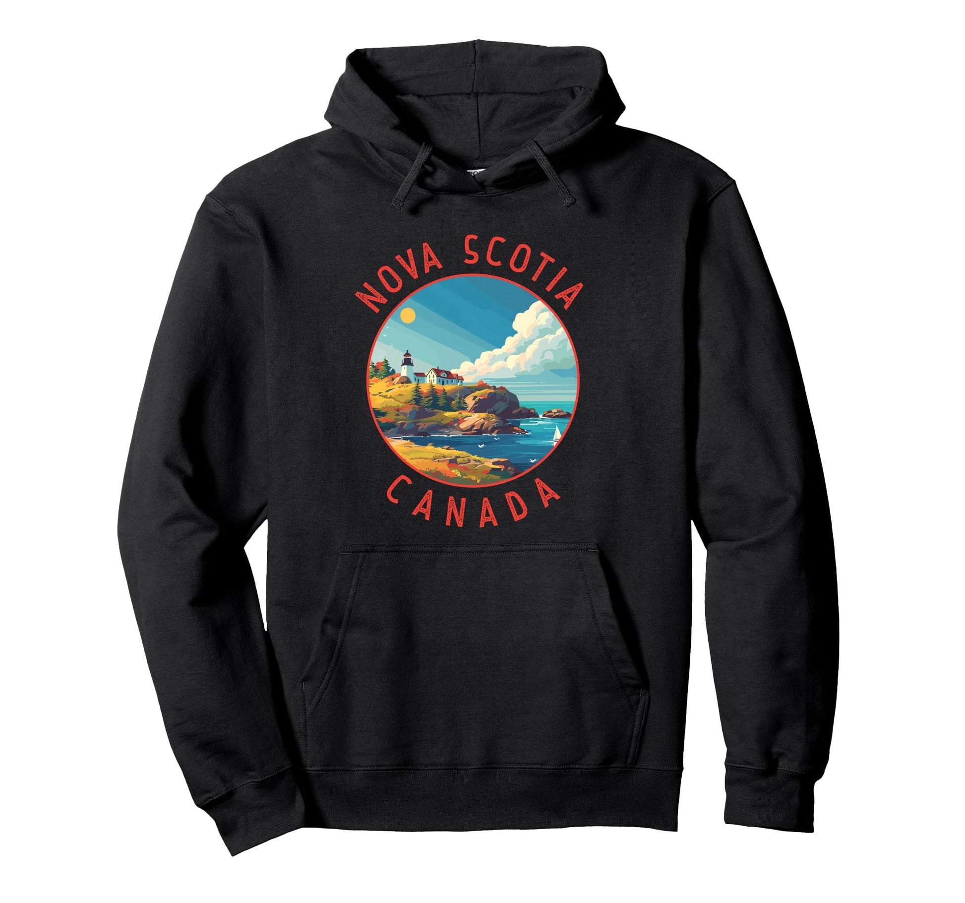 Nova Scotia Canada Distressed Circle Hoodie - Minimalist Print Men Women - T-Shirt, Sweatshirt, Hoodie