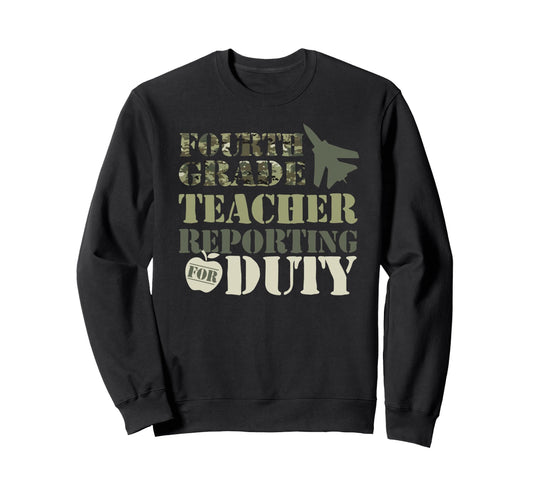 Back To School Old Camo Fourth Grade Sweatshirt - Unique Graphic Unisex - T-Shirt, Sweatshirt, Hoodie