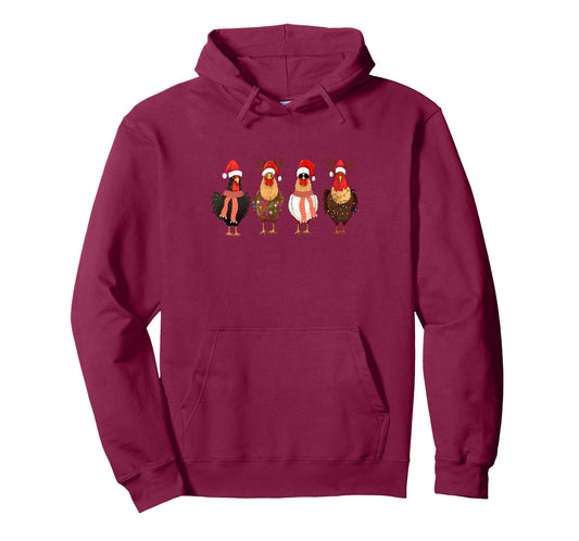 Chicken Lights Farm Animal Merry Hoodie - Streetwear Style Men Women - T-Shirt, Sweatshirt, Hoodie