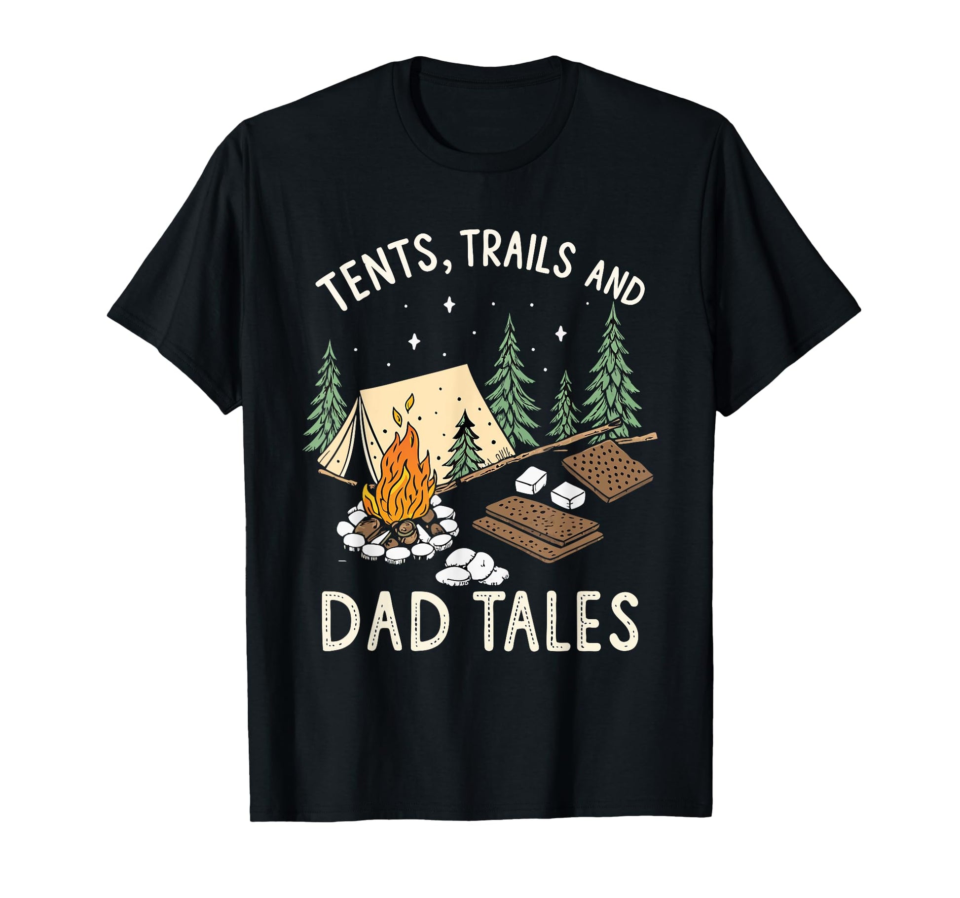 Tents Trails And Dad Tales Hiking T-Shirt - Trendy Graphic for Adults - T-Shirt, Sweatshirt, Hoodie