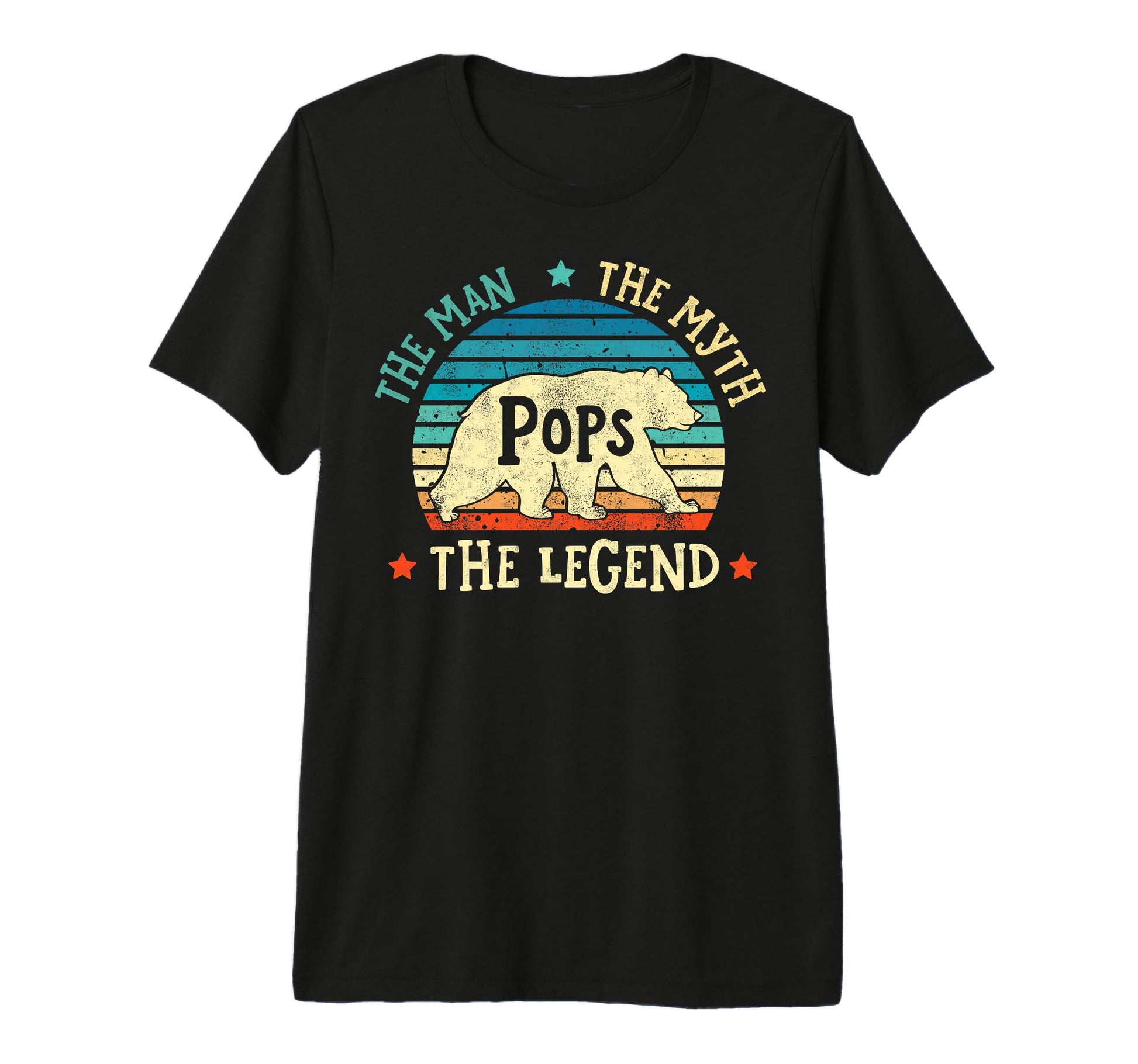 Pops Myth Legend Fathers Day Bear Tri T-Shirt - Minimalist Print Men Women - T-Shirt, Sweatshirt, Hoodie