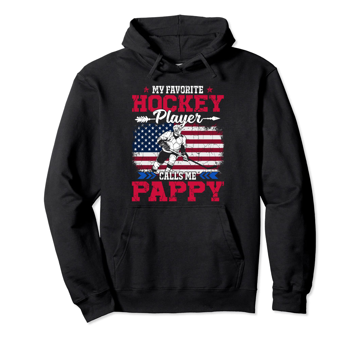 Usa Flag Hockey Player Calls Me Pappy Hoodie - Minimalist Print for Adults - T-Shirt, Sweatshirt, Hoodie