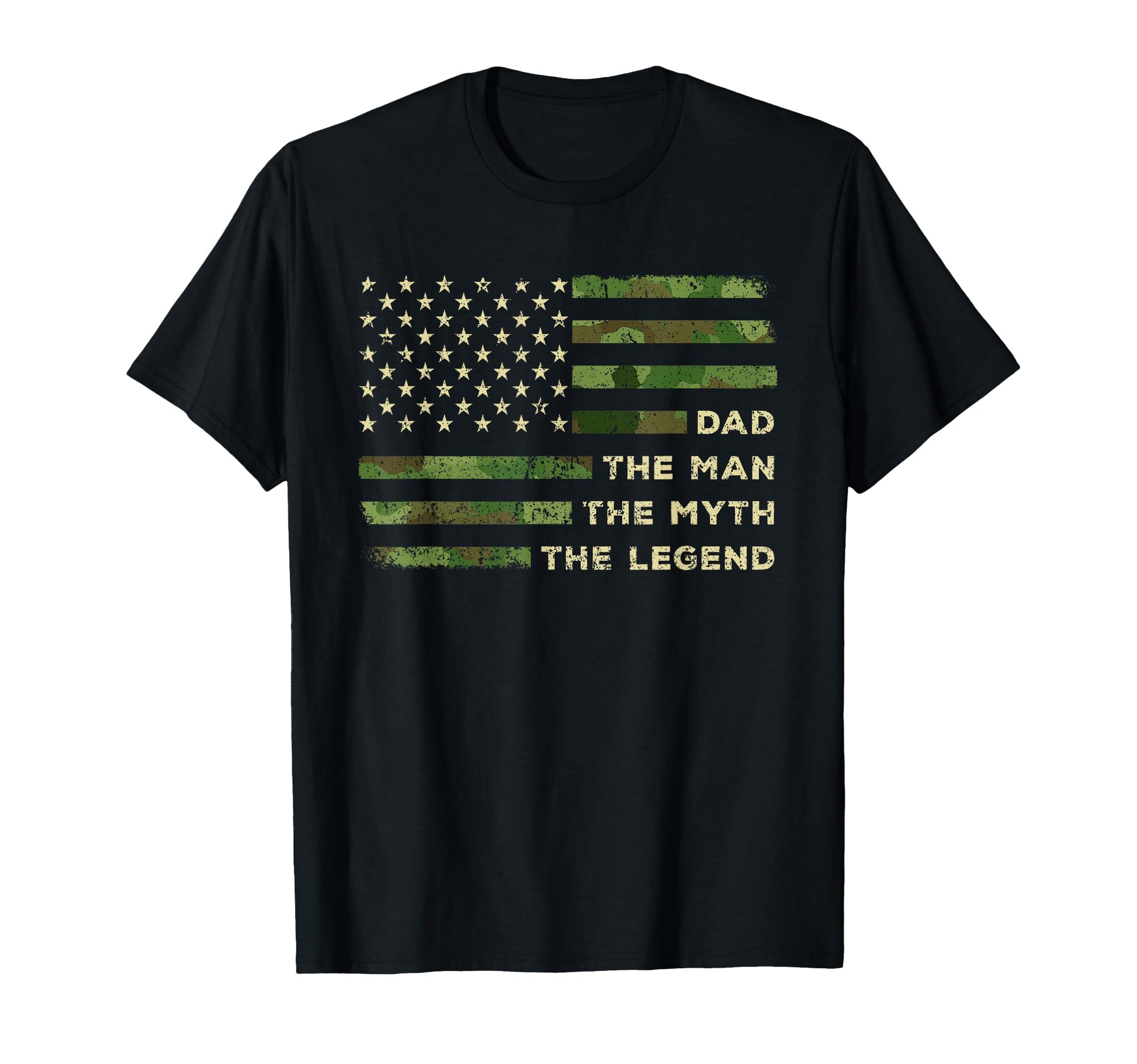 Dad Myth Legend Camo Us Flag Fathers Day T-Shirt - Graphic Print Unisex - T-Shirt, Sweatshirt, Hoodie