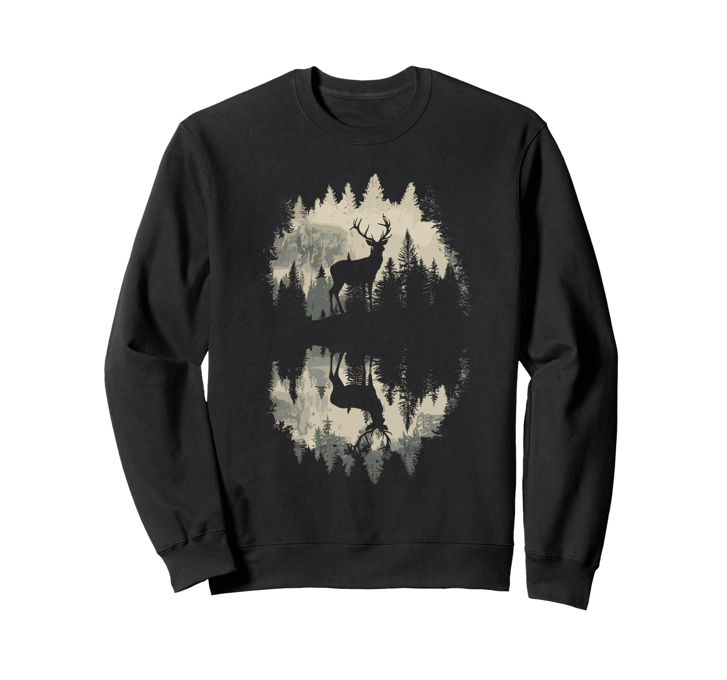 Whitetail Buck Deer Reflection Nature Sweatshirt - Trendy Graphic Unisex - T-Shirt, Sweatshirt, Hoodie