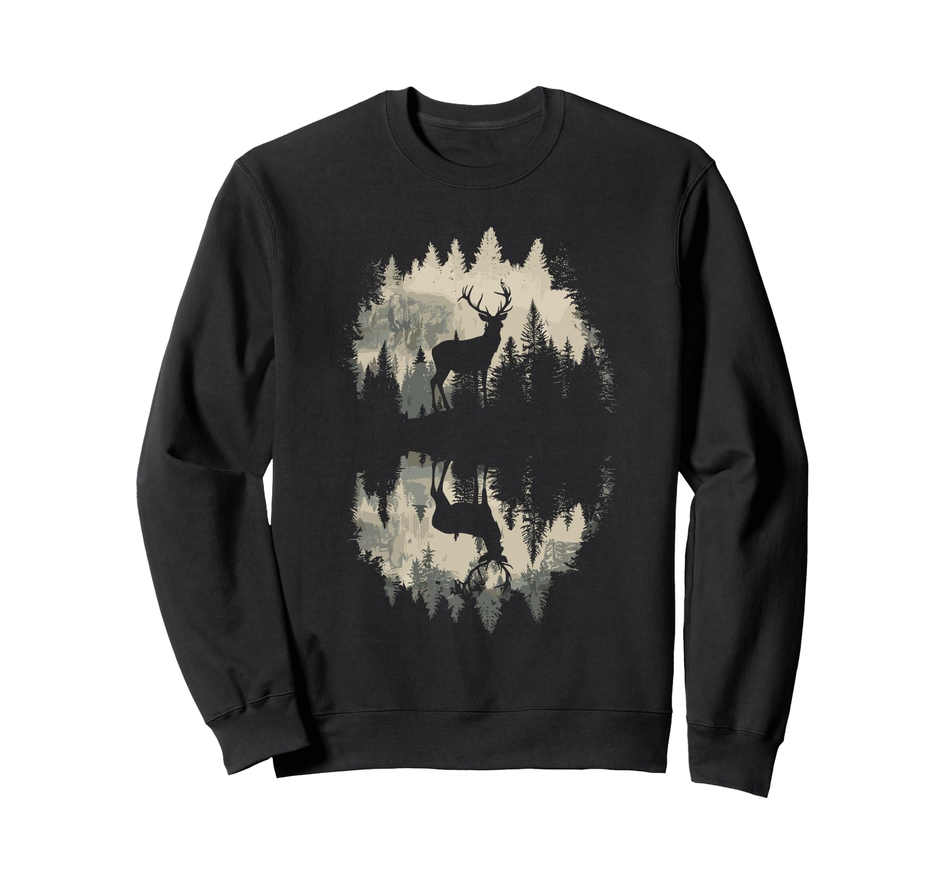 Whitetail Buck Deer Reflection Nature Sweatshirt - Trendy Graphic Unisex - T-Shirt, Sweatshirt, Hoodie