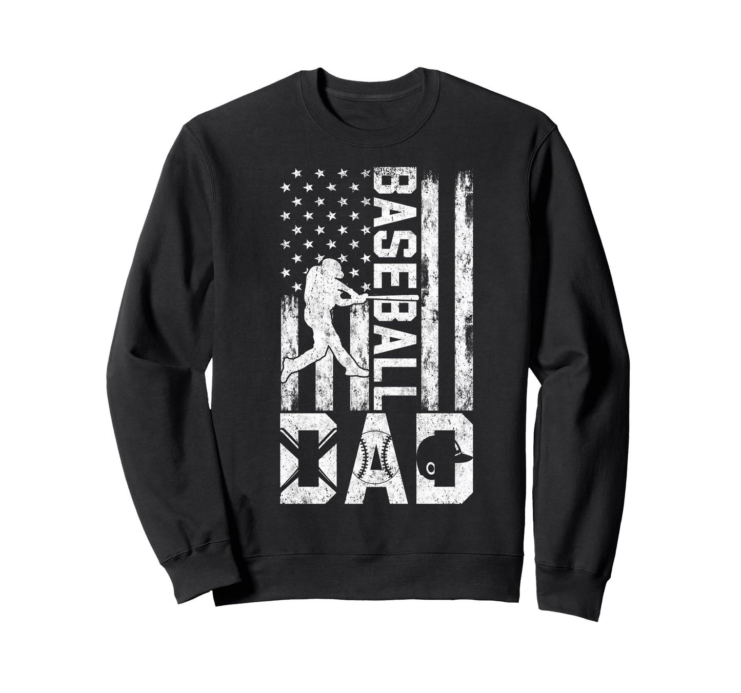 Baseball Us Flag Baseball Dad Player Sweatshirt - Minimalist Print Unisex - T-Shirt, Sweatshirt, Hoodie