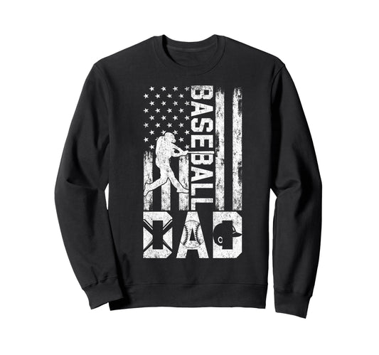 Baseball Us Flag Baseball Dad Player Sweatshirt - Minimalist Print Unisex - T-Shirt, Sweatshirt, Hoodie