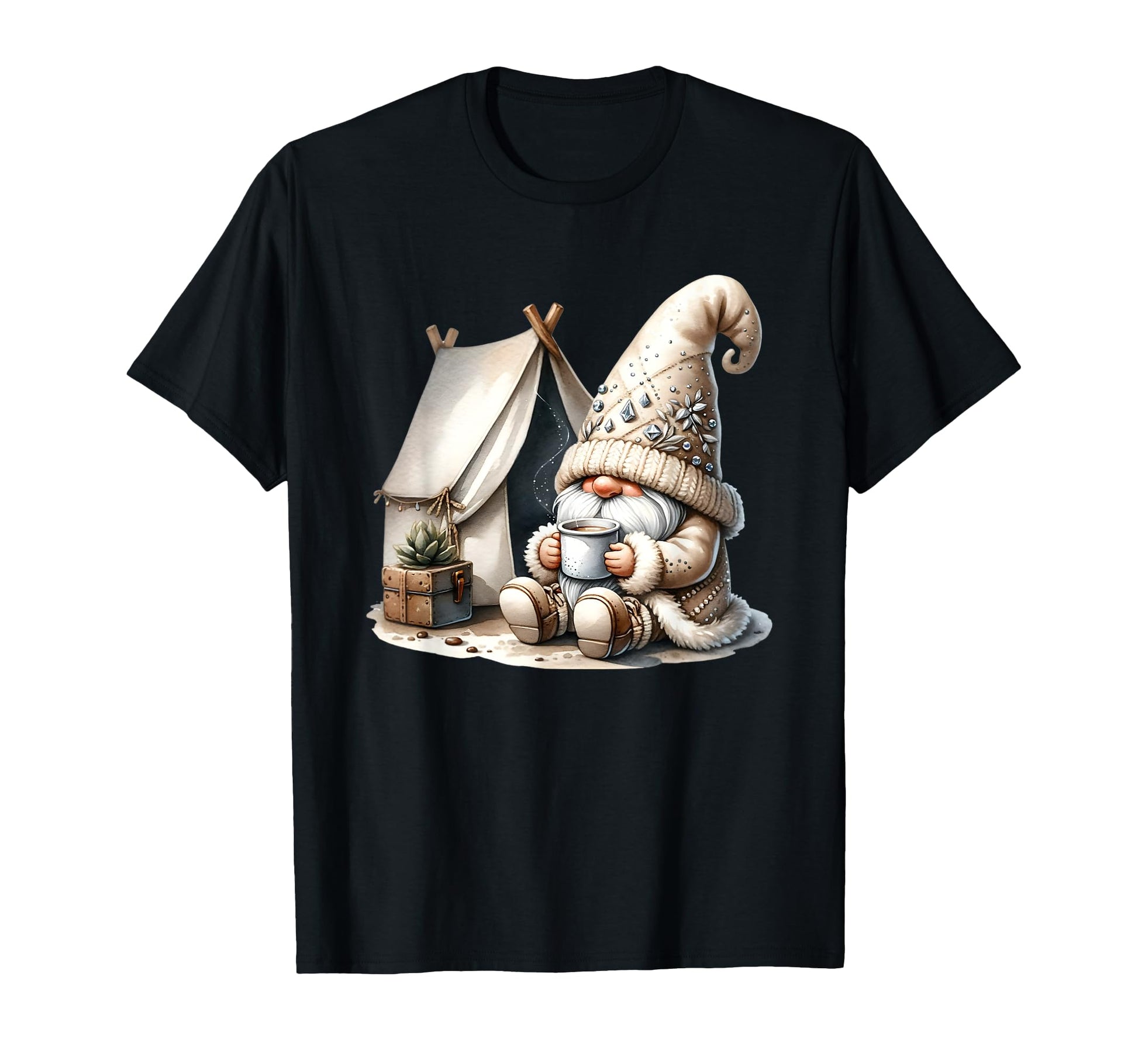 Camper Gnome Grandpa Camping Coffee T-Shirt - Aesthetic Graphic Men Women - T-Shirt, Sweatshirt, Hoodie