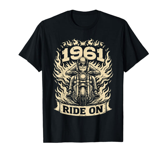 Biker 1961 Ride Birthday Motorcycle T-Shirt - Aesthetic Graphic for Adults - T-Shirt, Sweatshirt, Hoodie