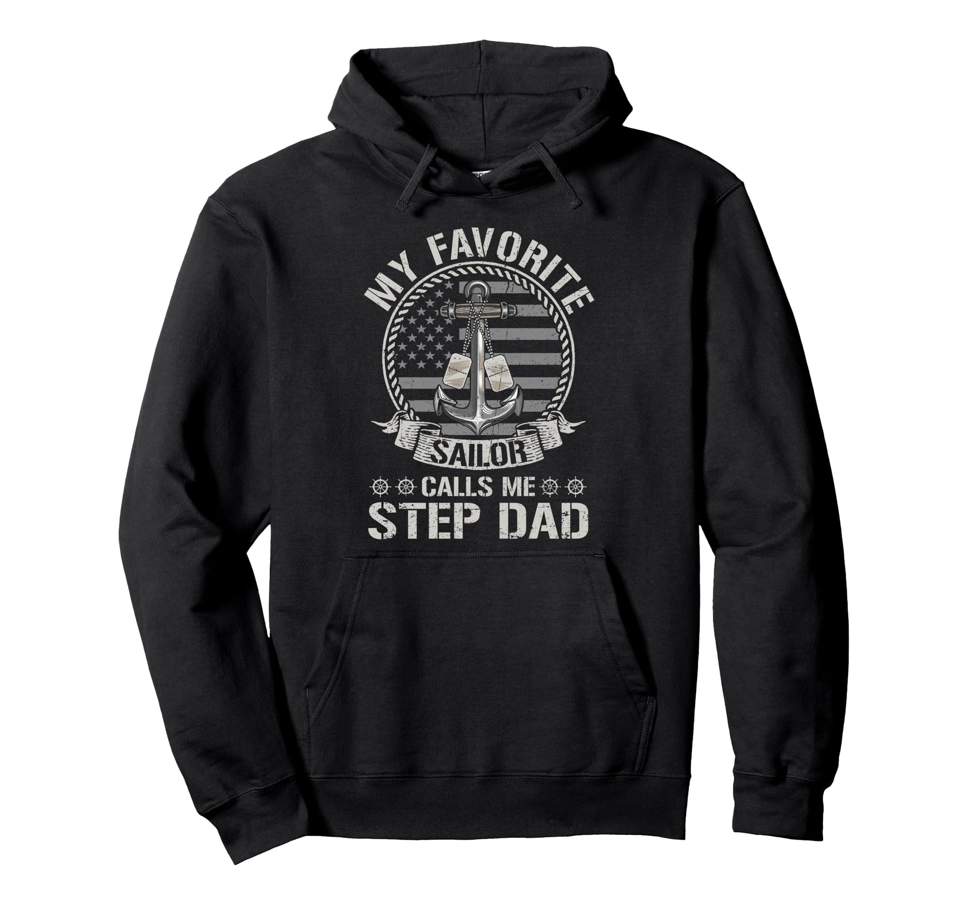 Proud Us Sailor Step Dad Anchor Flag Usa Hoodie - Unique Graphic Men Women - T-Shirt, Sweatshirt, Hoodie