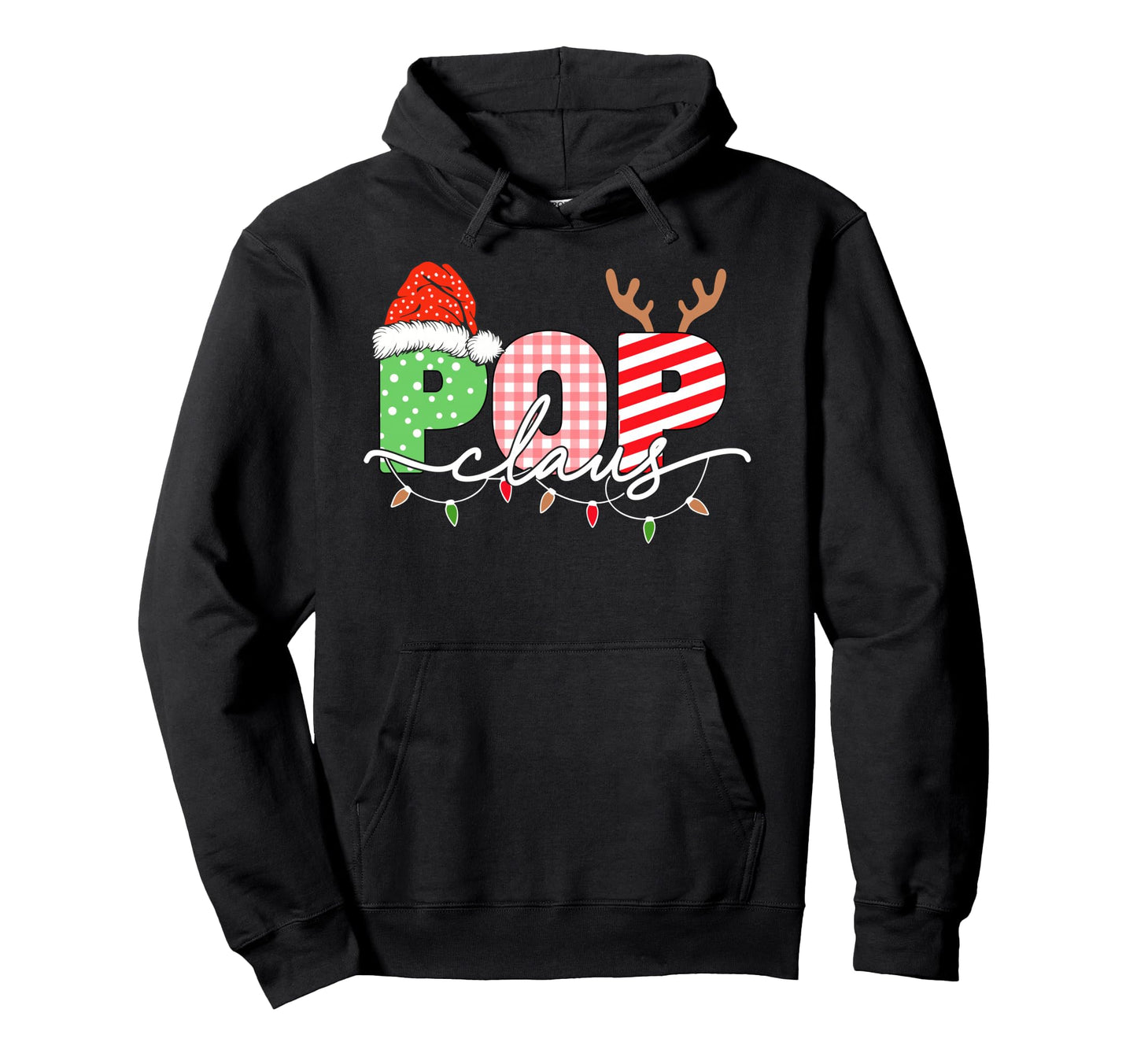 Pop Claus Lights Santa Hat Family Hoodie - Novelty Apparel for Adults - T-Shirt, Sweatshirt, Hoodie