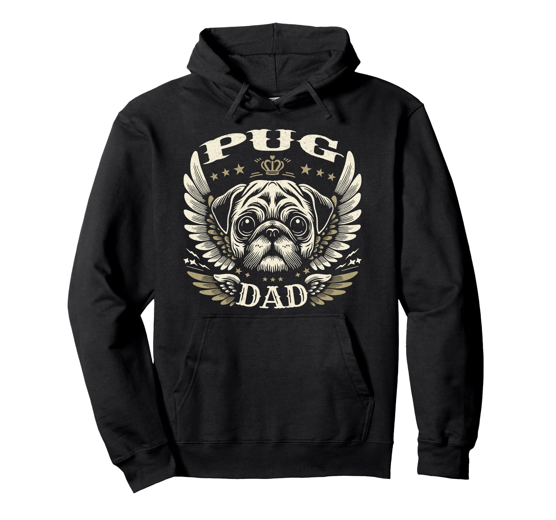 Pug Dad Biker Wings Motorcycle Lovers Hoodie - Trendy Graphic Unisex - T-Shirt, Sweatshirt, Hoodie