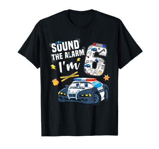 6Th B Day Police Car Police Officer T-Shirt - Streetwear Style for Adults - T-Shirt, Sweatshirt, Hoodie