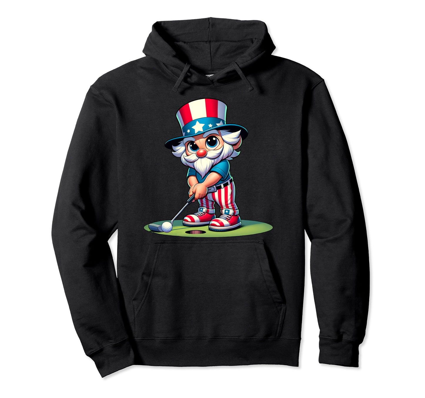 Golf Uncle Sam Usa America 4Th July Hoodie - Graphic Print Unisex - T-Shirt, Sweatshirt, Hoodie