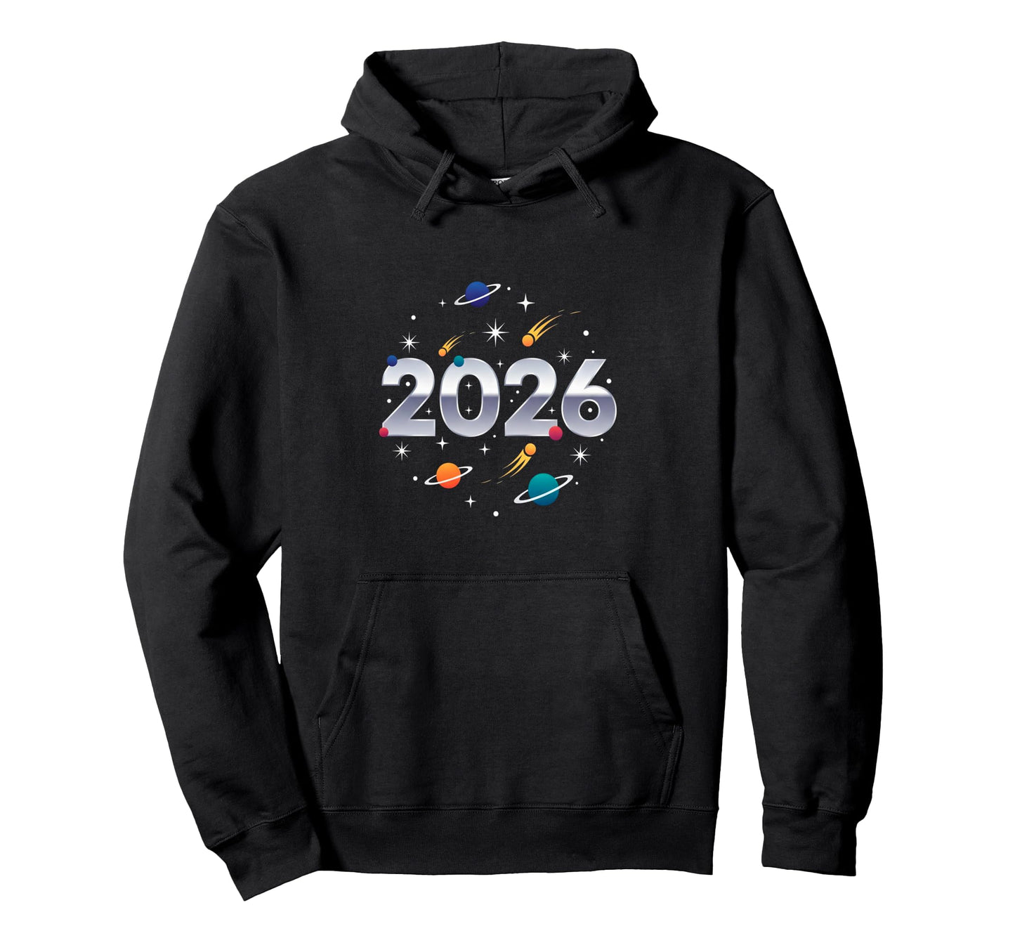 2026 Space Theme Planets Moon Hoodie - Casual Everyday Wear Men Women - T-Shirt, Sweatshirt, Hoodie
