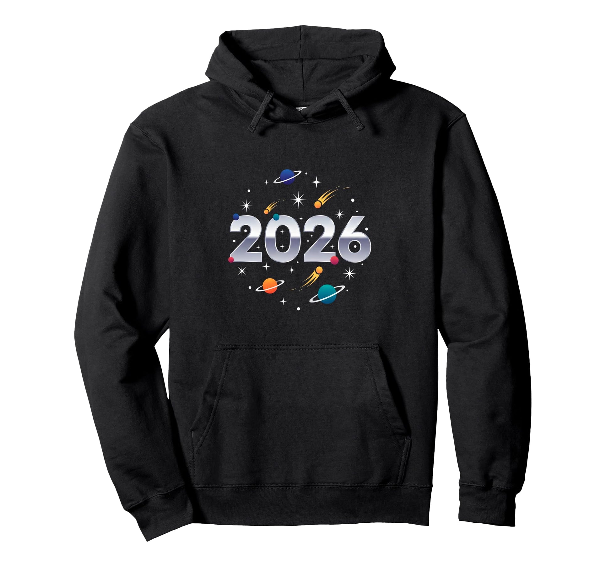 2026 Space Theme Planets Moon Hoodie - Casual Everyday Wear Men Women - T-Shirt, Sweatshirt, Hoodie
