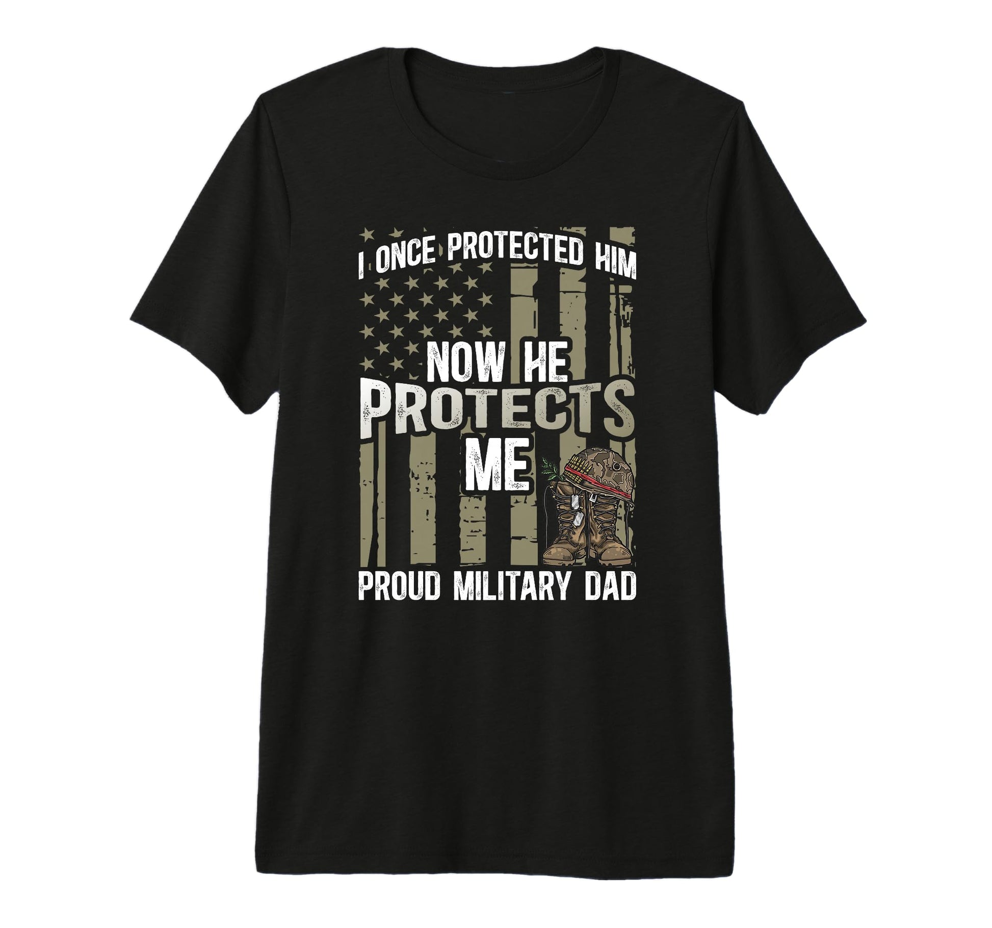 Mens Proud Military Dad American Flag T-Shirt - Novelty Apparel for Adults - T-Shirt, Sweatshirt, Hoodie