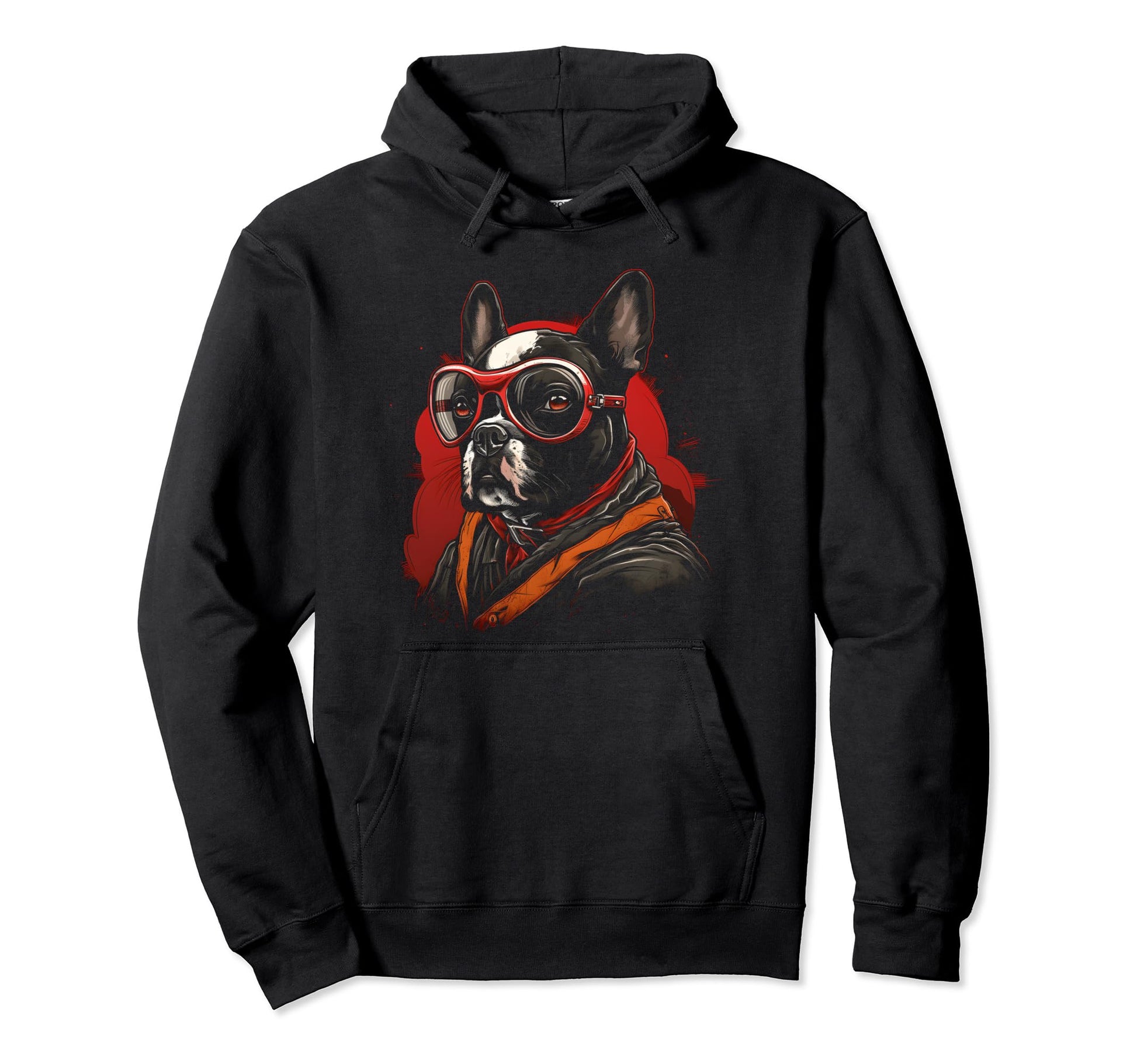 Motorcycle Dad Biker Funny Dog Boston Hoodie - Custom Art Print Unisex - T-Shirt, Sweatshirt, Hoodie
