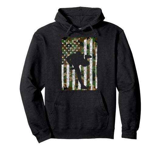 Baseball Us Camouflage Flag Baseball Dad Hoodie - Graphic Print Unisex - T-Shirt, Sweatshirt, Hoodie