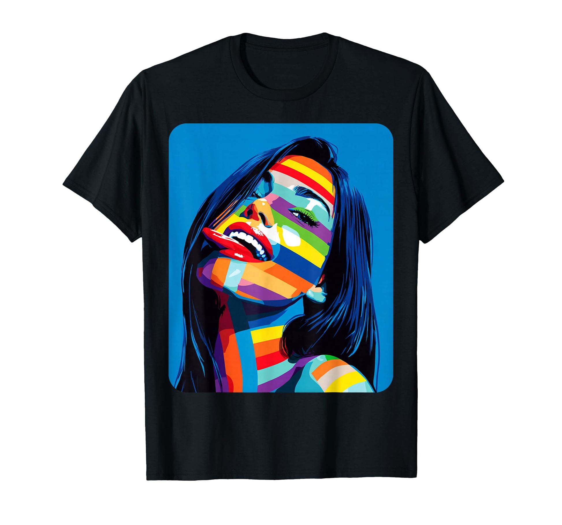 Pop Art Colorful Blue Womens T-Shirt - Trendy Graphic Men Women - T-Shirt, Sweatshirt, Hoodie