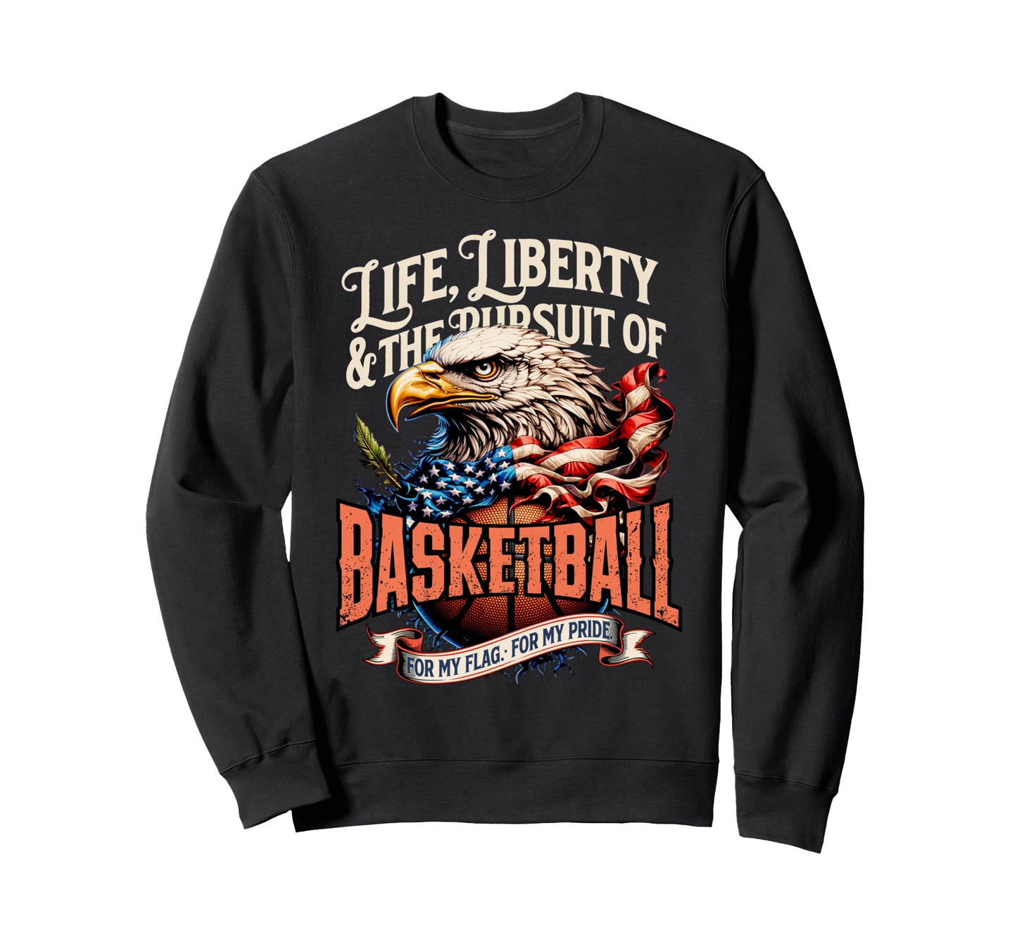 Basketball American Flag Sweatshirt - Custom Art Print Men Women - T-Shirt, Sweatshirt, Hoodie