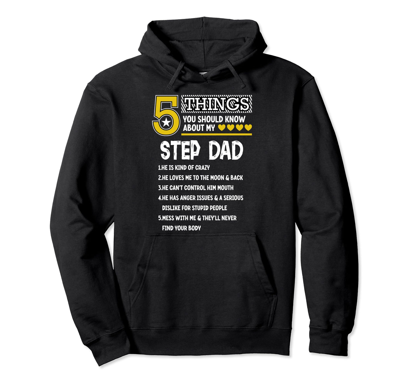 Funny 5 Things Step Dad Family Hoodie - Minimalist Print Men Women - T-Shirt, Sweatshirt, Hoodie