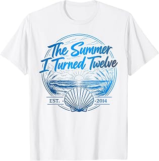 Summer I Turned Twelve 12th Birthday Seashell Girl Kids T-Shirt Unisex T-shirt, Sweatshirt, Hoodie, Long Sleeve Tee - T-Shirt, Sweatshirt, Hoodie