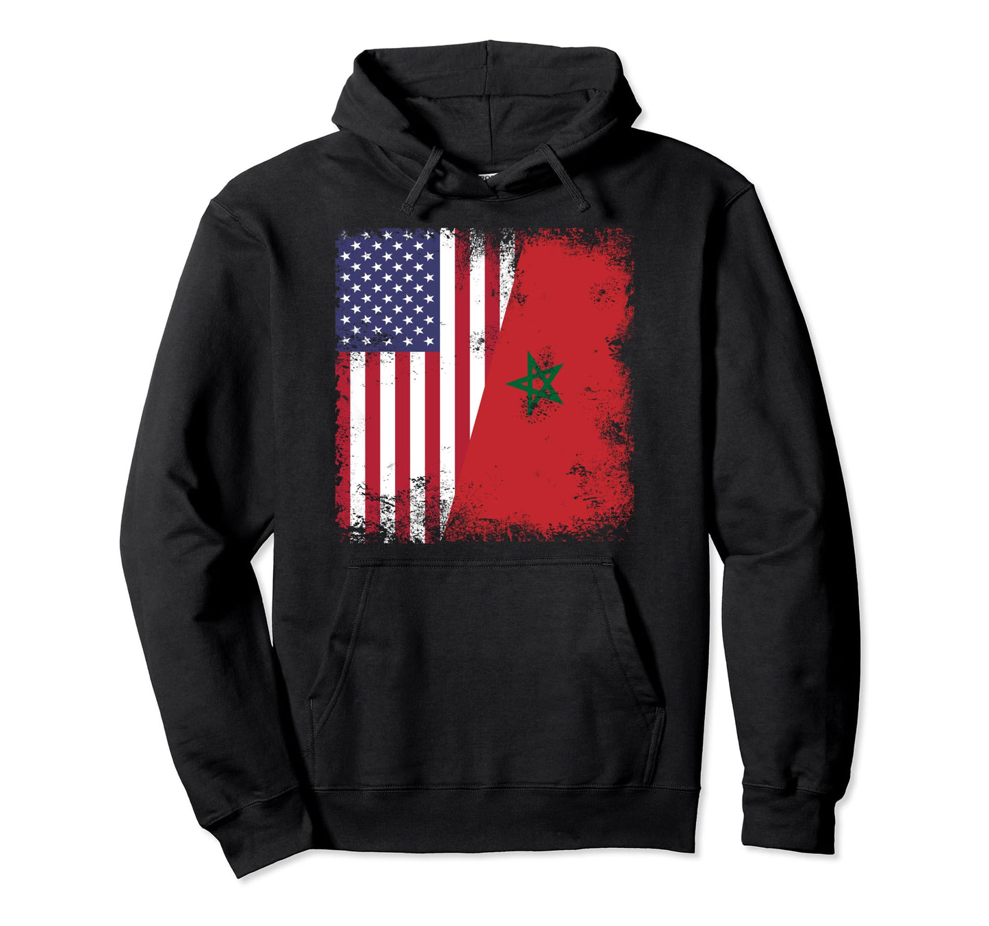 Half Moroccan Flag Morocco Usa Gift Hoodie - Fun Novelty Design Unisex - T-Shirt, Sweatshirt, Hoodie