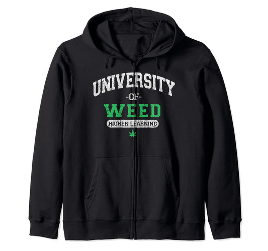Cannabis University Weed Higher Sweatshirt - Custom Art Print Unisex - T-Shirt, Sweatshirt, Hoodie