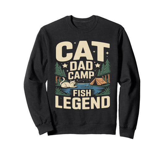 Cat Dad Camp Fish Legend Funny Sweatshirt - Trendy Graphic for Adults - T-Shirt, Sweatshirt, Hoodie