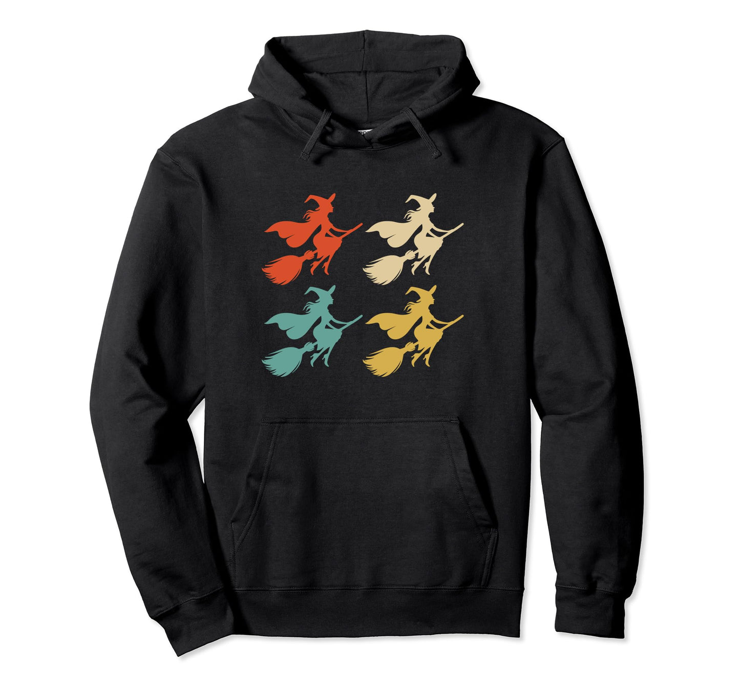 Halloween Witches Riding Broom Silhouette Hoodie - Streetwear Style Unisex - T-Shirt, Sweatshirt, Hoodie