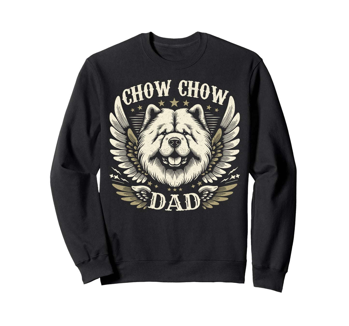 Chow Chow Dad Biker Wings Motorcycle Sweatshirt - Aesthetic Graphic Unisex - T-Shirt, Sweatshirt, Hoodie
