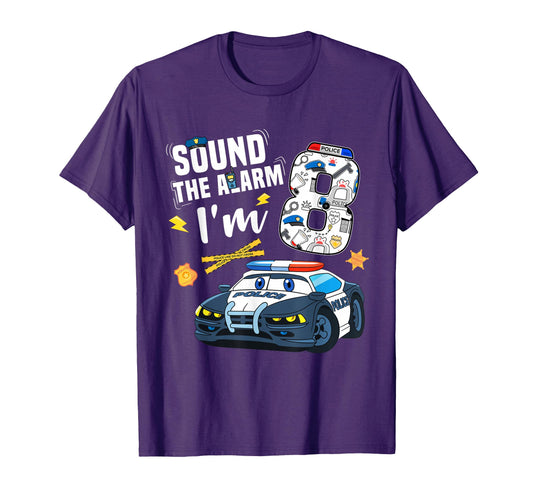 8Th B Day Police Car Police Officer T-Shirt - Unique Graphic for Adults - T-Shirt, Sweatshirt, Hoodie