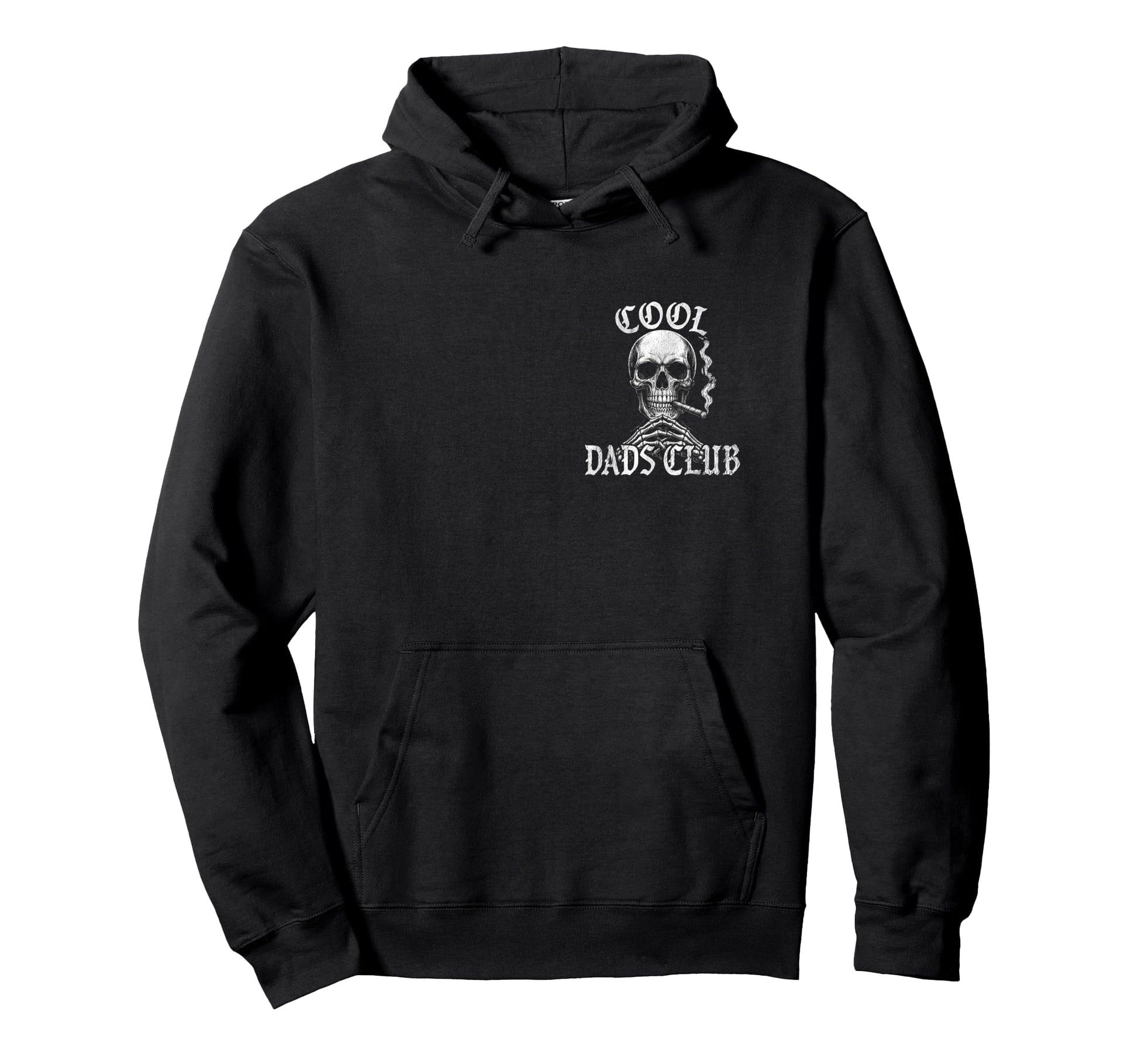 Dads Club Logo Skeleton Biker Rocker Hoodie - Minimalist Print Men Women - T-Shirt, Sweatshirt, Hoodie
