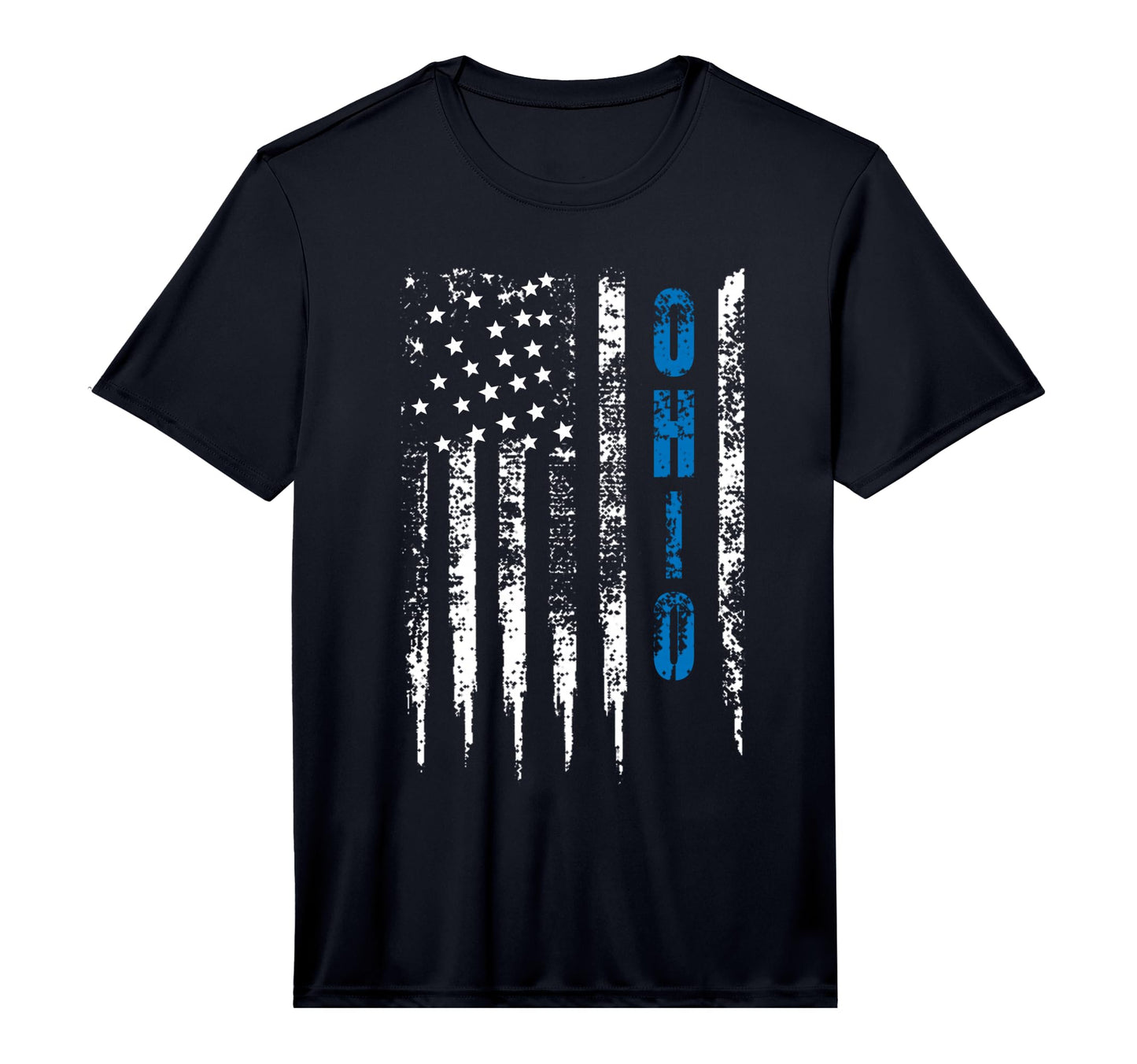 Blue Line Ohio Distressed National T-Shirt - Unique Graphic for Adults - T-Shirt, Sweatshirt, Hoodie