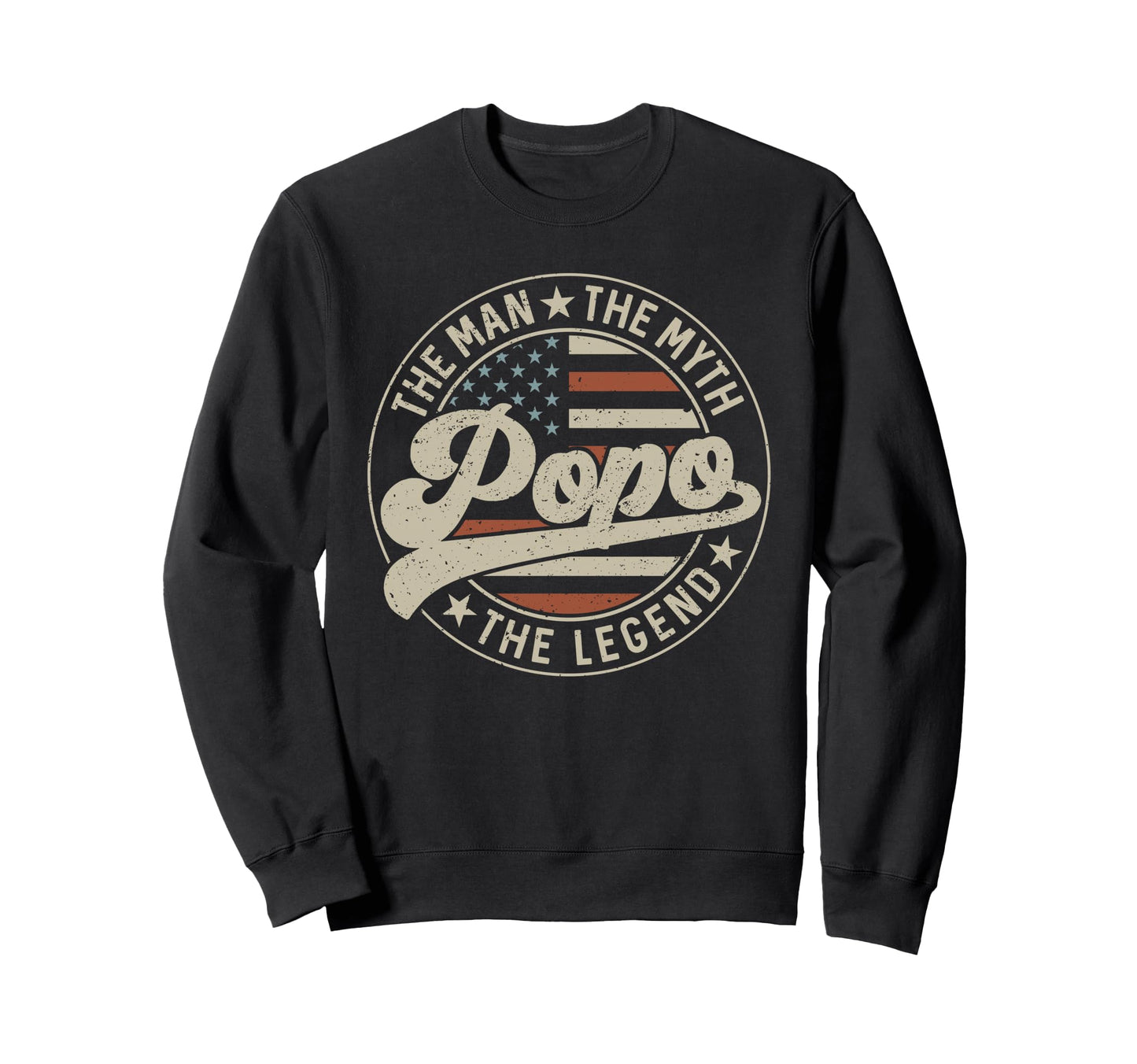 Popo Myth Legend Us Flag Fathers Day Sweatshirt - Novelty Apparel Men Women - T-Shirt, Sweatshirt, Hoodie
