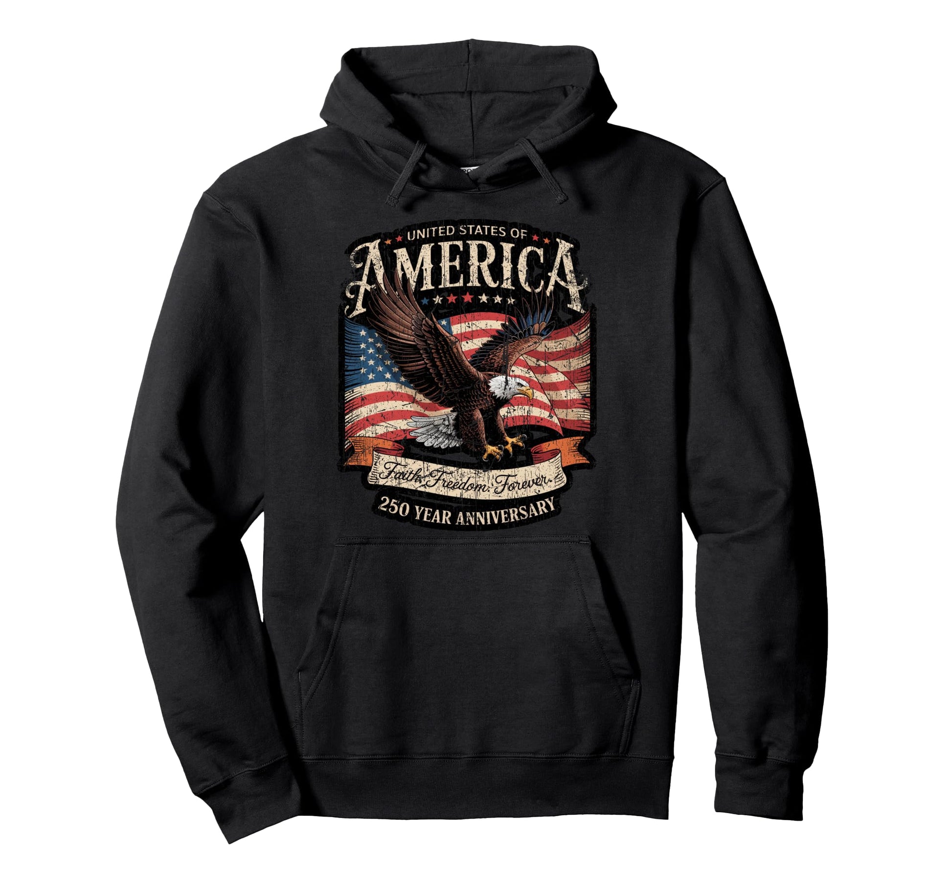 250 Year American Anniversary Usa Flag Hoodie - Trendy Graphic Men Women - T-Shirt, Sweatshirt, Hoodie