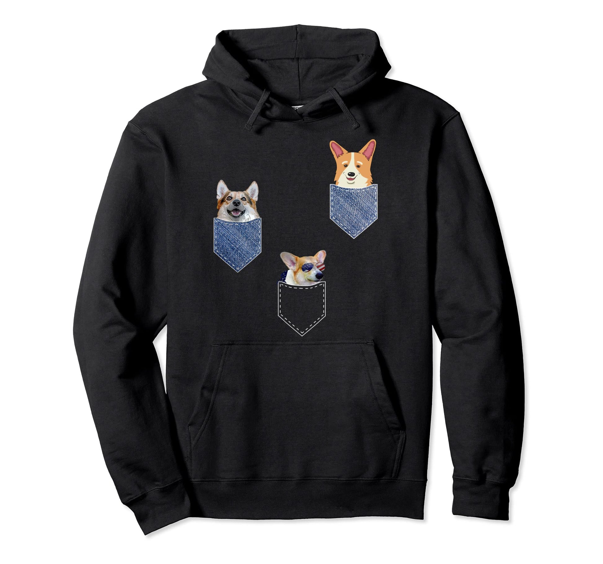 Funny Corgis Pockets Pop Art Corgi Hoodie - Casual Everyday Wear Men Women - T-Shirt, Sweatshirt, Hoodie