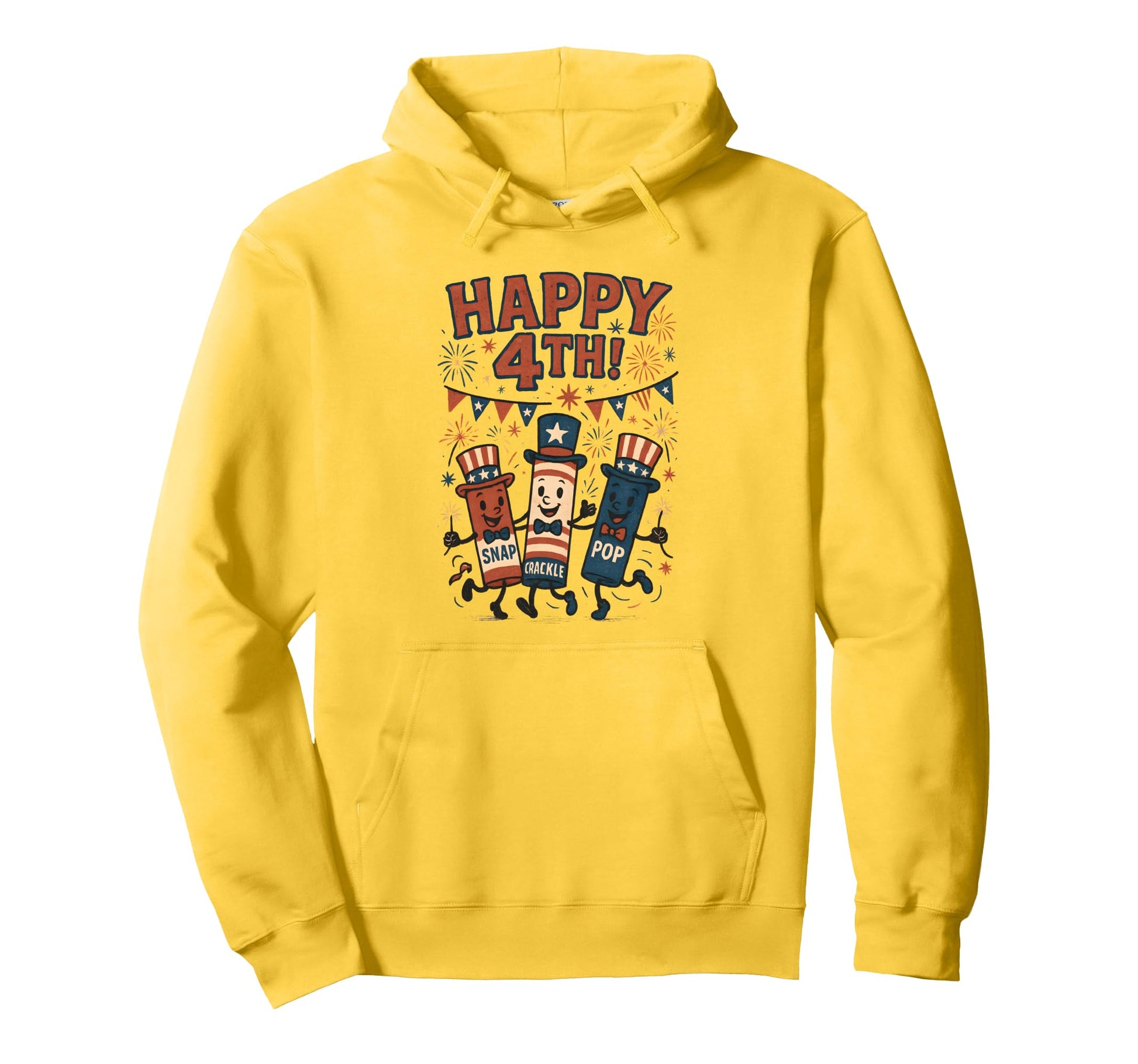 Happy 4Th July Snap Pop Crackle Hoodie - Fun Novelty Design for Adults - T-Shirt, Sweatshirt, Hoodie