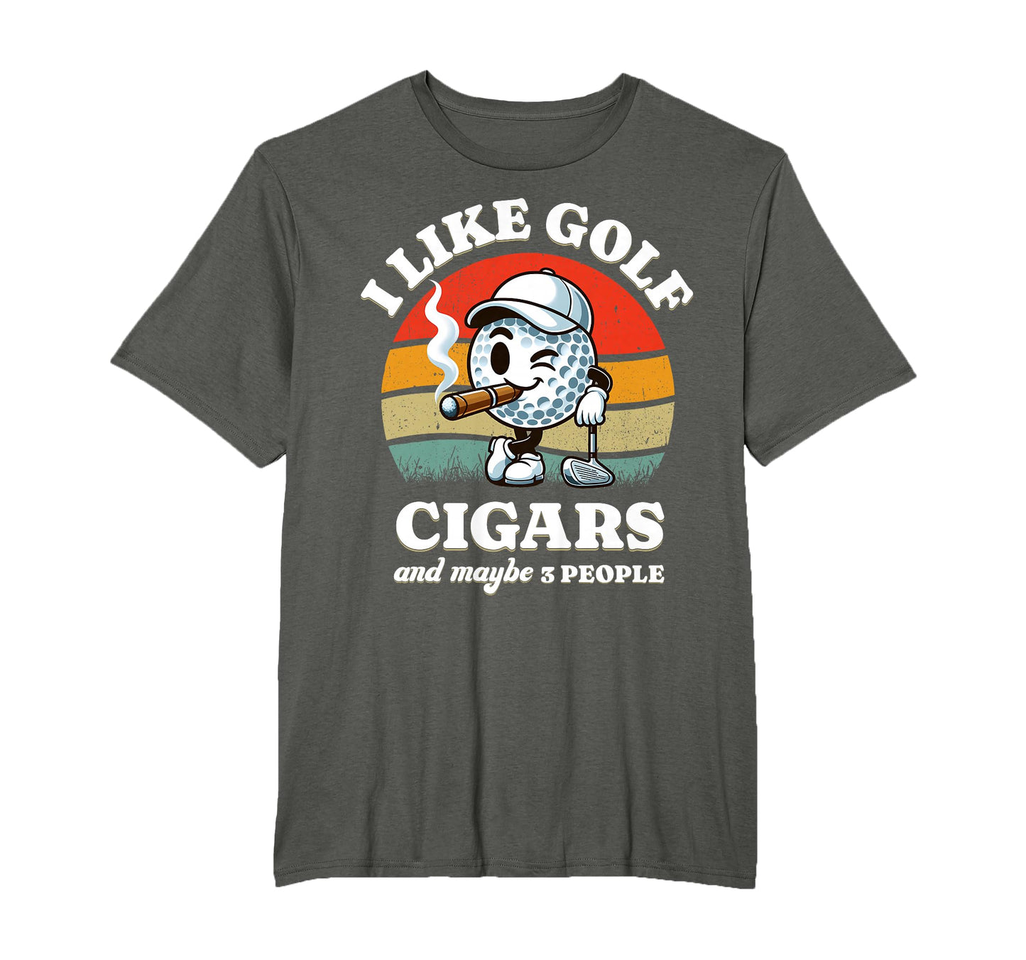 Funny Golf And Cigars Golfer 70S T-Shirt - Casual Everyday Wear Unisex - T-Shirt, Sweatshirt, Hoodie