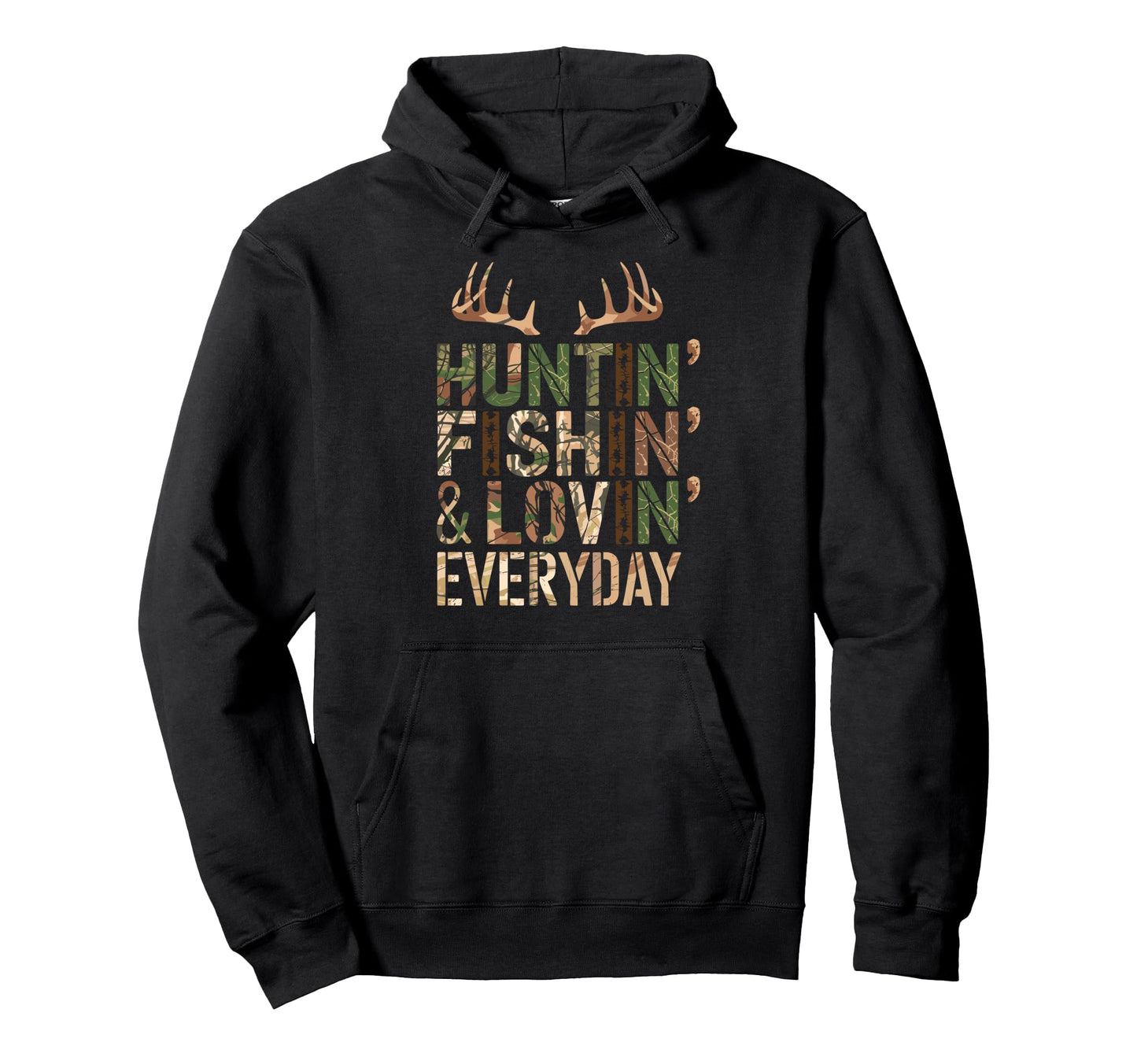 Huntin Fishin Lovin Every Day Fish Hoodie - Minimalist Print for Adults - T-Shirt, Sweatshirt, Hoodie