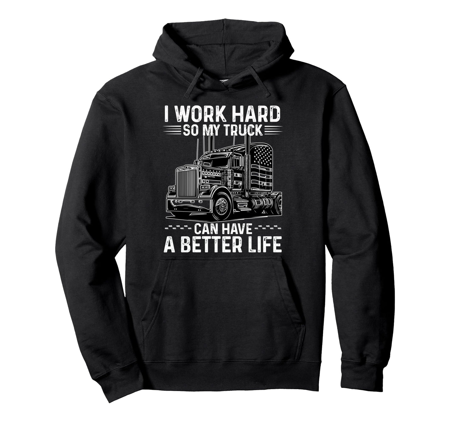 Fun Trucker Papa Dad Semi Truck Driver Hoodie - Unique Graphic Men Women - T-Shirt, Sweatshirt, Hoodie
