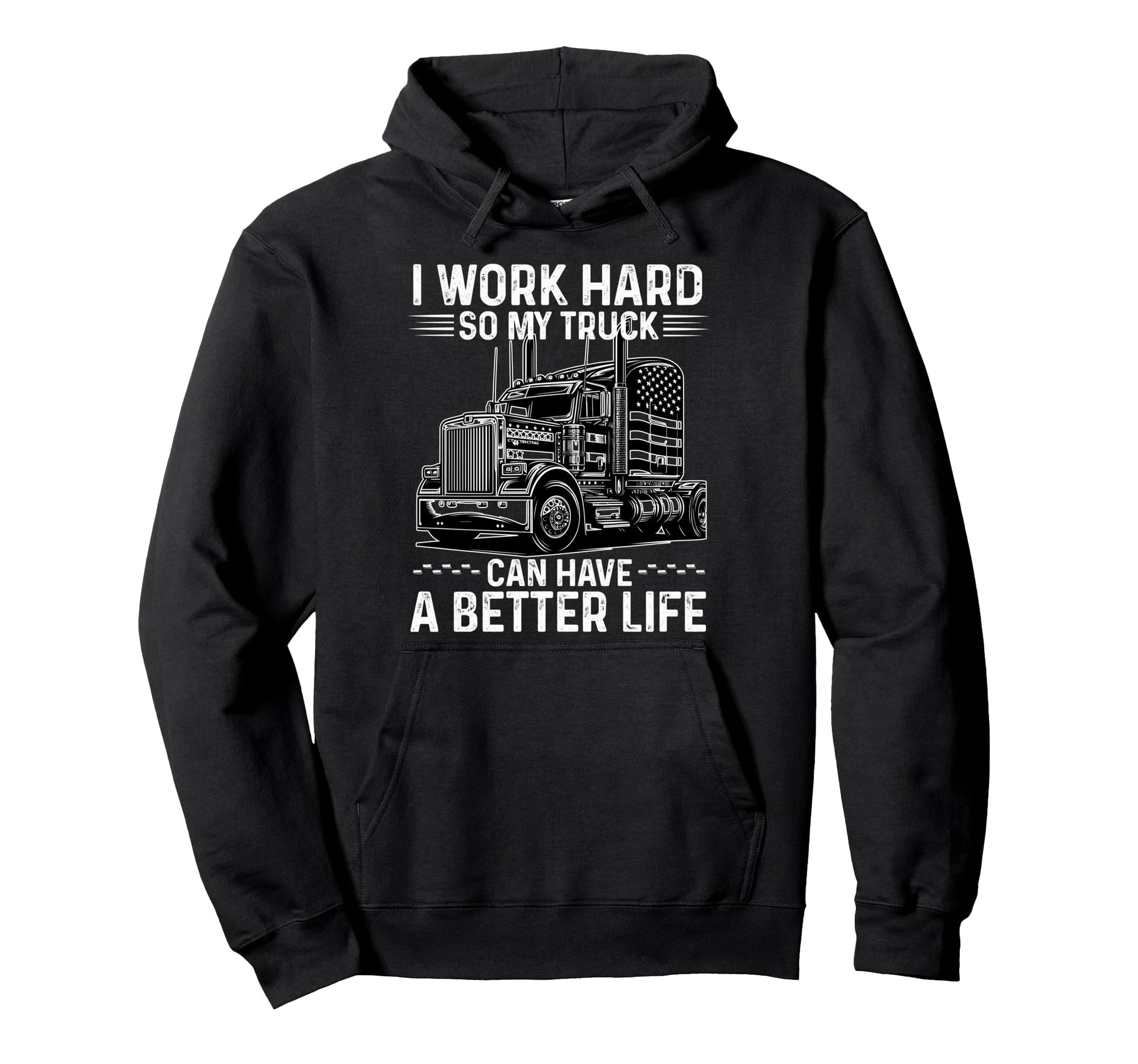 Fun Trucker Papa Dad Semi Truck Driver Hoodie - Unique Graphic Men Women - T-Shirt, Sweatshirt, Hoodie