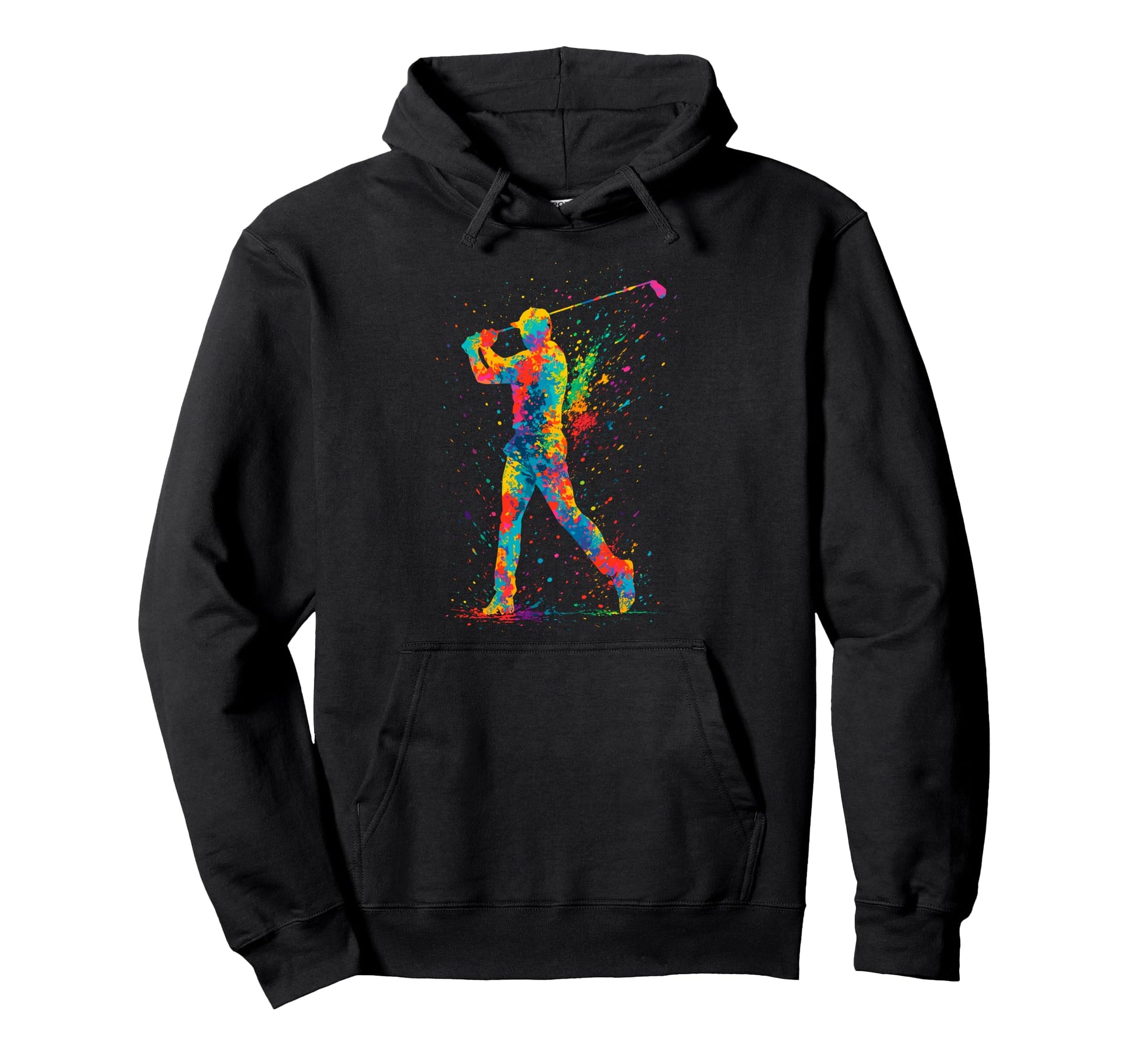 Colorful Paint Splash Golf Player Vibes Hoodie - Fun Novelty Design Unisex - T-Shirt, Sweatshirt, Hoodie