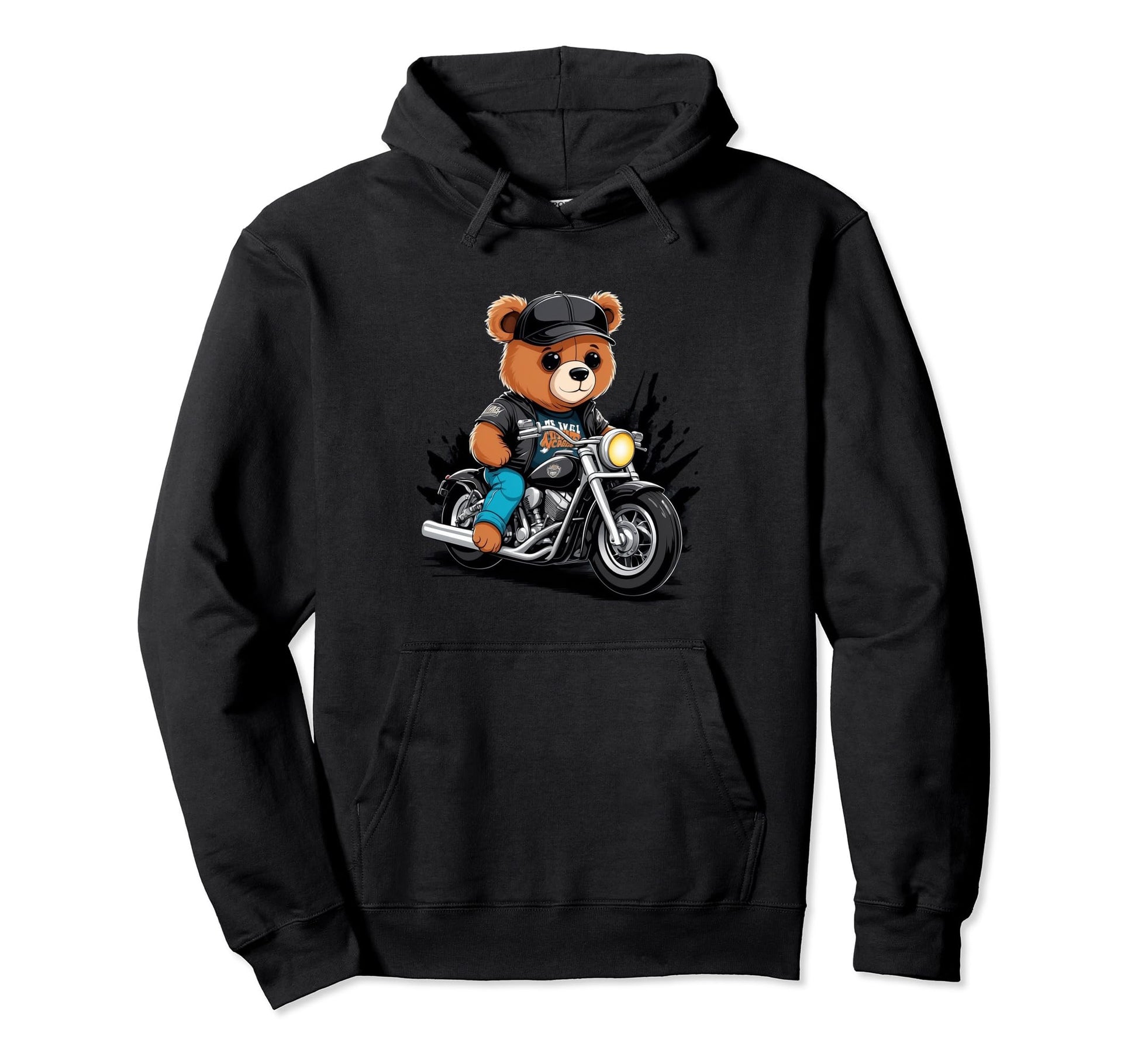 Teddy Bear Riding Motorcycle Gift Biker Dad Hoodie - Trendy Graphic Unisex - T-Shirt, Sweatshirt, Hoodie