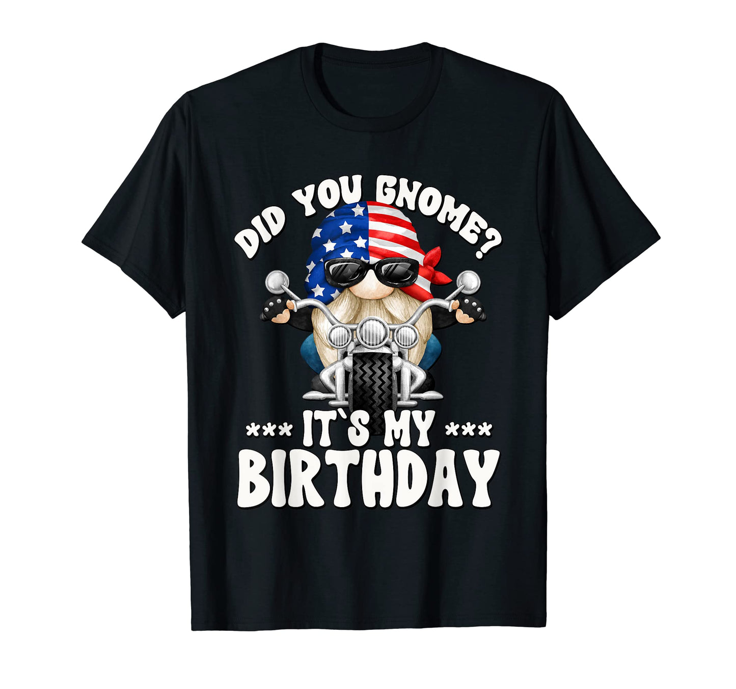 4Th July Birthday Dad Gnome Motorcycle T-Shirt - Minimalist Print Unisex - T-Shirt, Sweatshirt, Hoodie